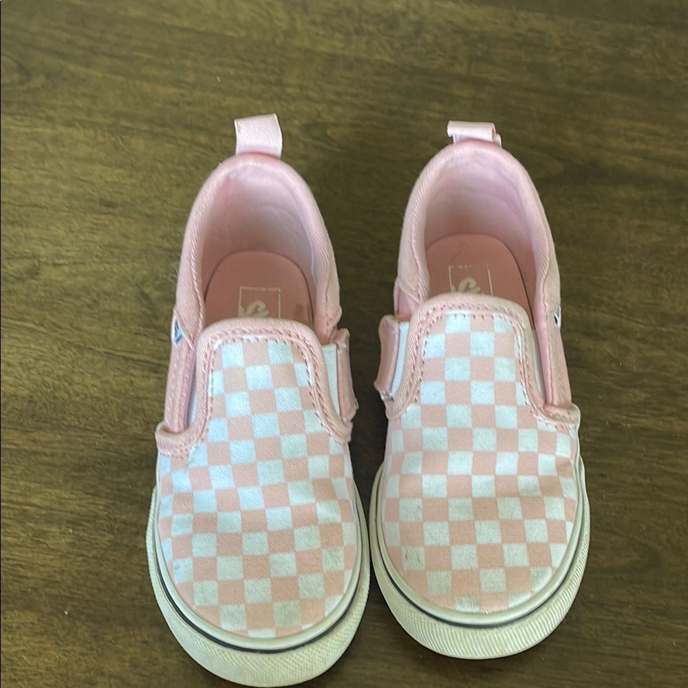 Vans Pink and White Slip-On Sneakers